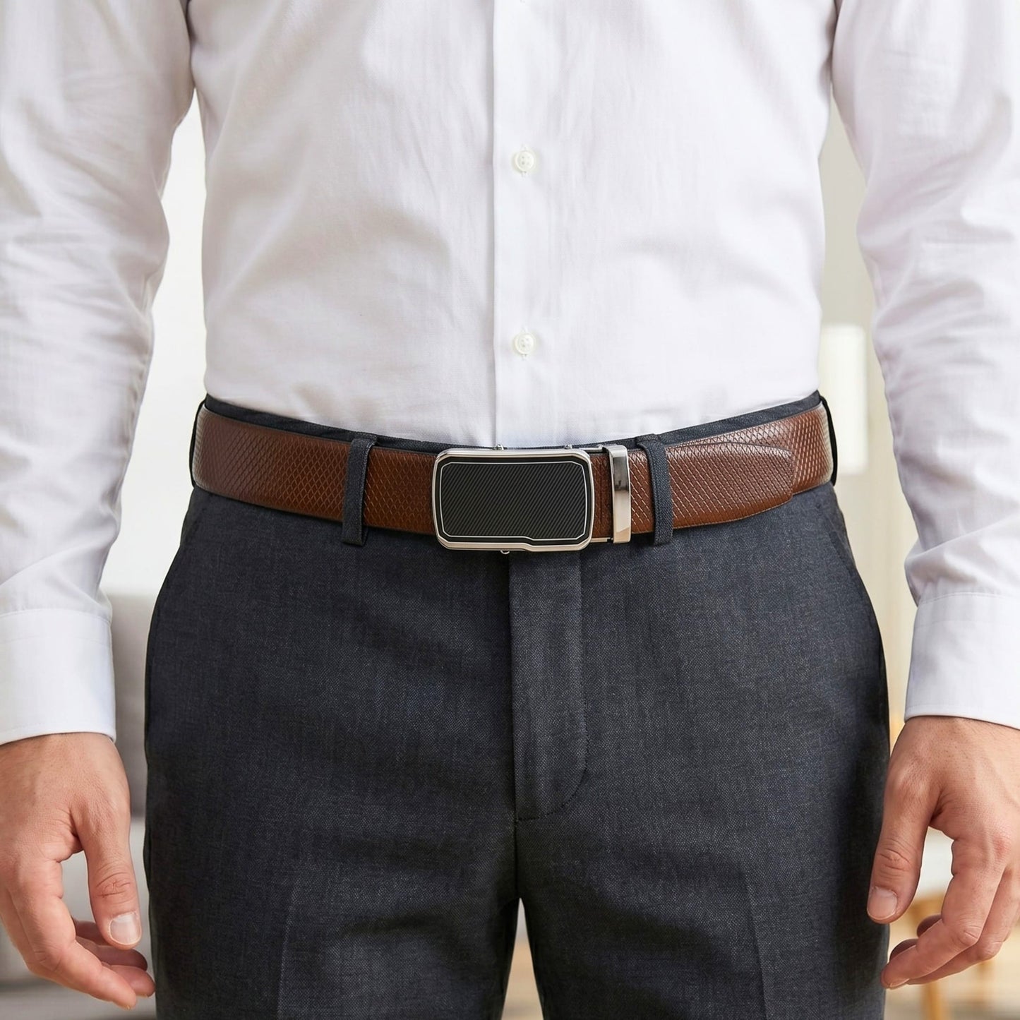 THE MEN THING Leather Belts Mens Genuine Leather Belt | 2 in 1 Reversible (Brown & Black) (1 Pc.) - REXVA