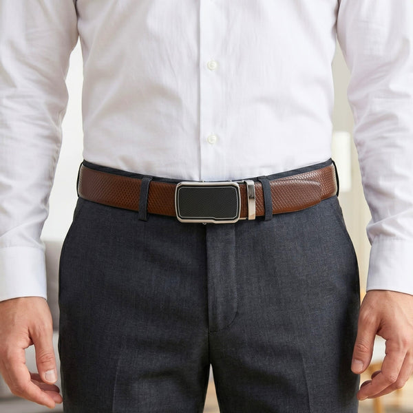 Mens Genuine Leather Belt | 2 in 1 Reversible (Brown & Black) (1 Pc.) - REXVA