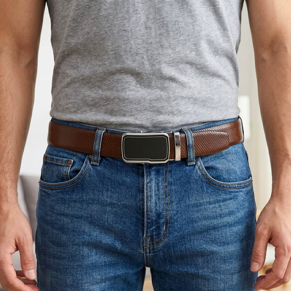 Mens Genuine Leather Belt | 2 in 1 Reversible (Brown & Black) (1 Pc.) - REXVA