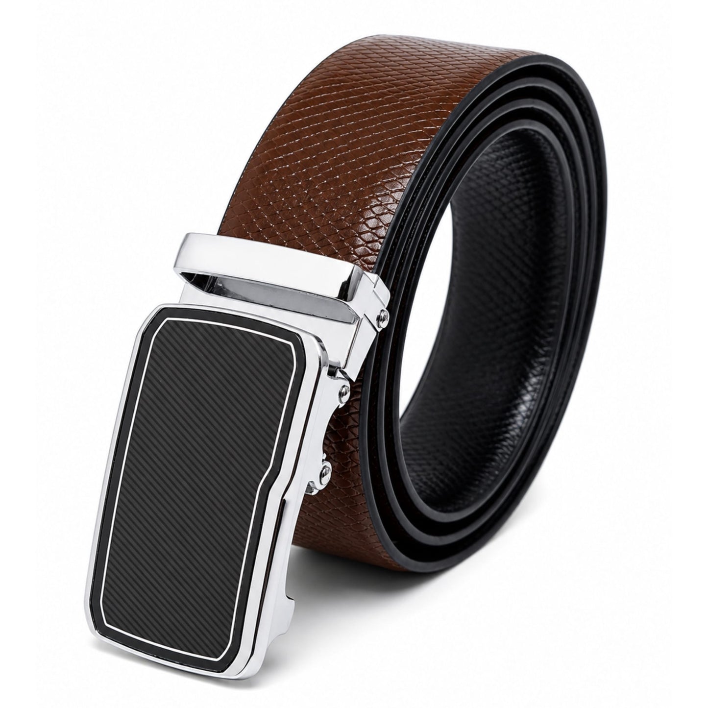 THE MEN THING Leather Belts Mens Genuine Leather Belt | 2 in 1 Reversible (Brown & Black) (1 Pc.) - REXVA