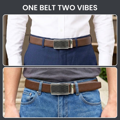 THE MEN THING Leather Belts Mens Genuine Leather Belt | 2 in 1 Reversible (Brown & Black) (1 Pc.) - REXVA-ARKON
