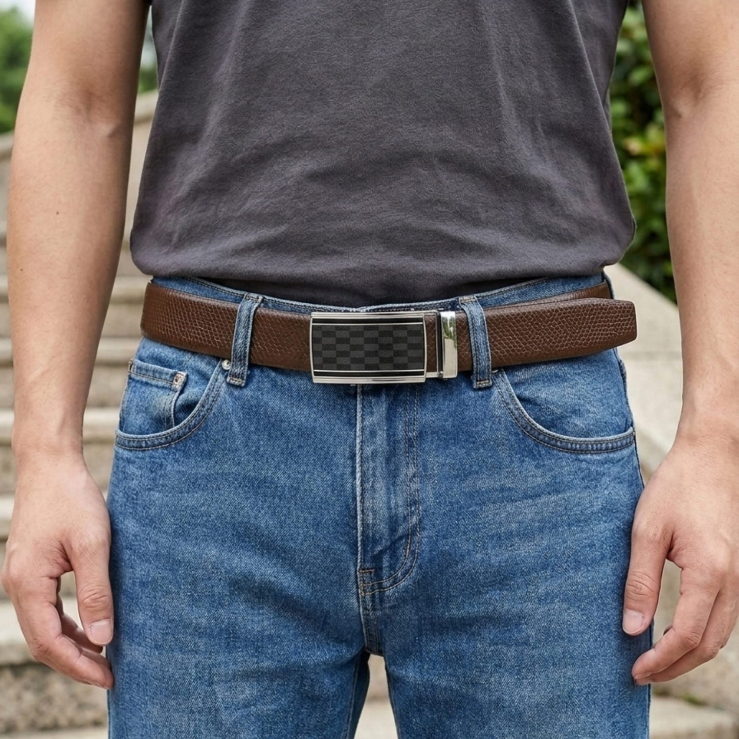 THE MEN THING Leather Belts Mens Genuine Leather Belt | 2 in 1 Reversible (Brown & Black) (1 Pc.) - REXVA-ARKON
