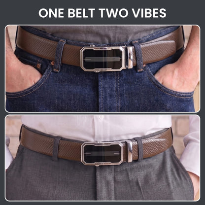 THE MEN THING Leather Belts Mens Genuine Leather Belt | 2 in 1 Reversible (Brown & Black) (1 Pc.) - REXVA - AVENZO