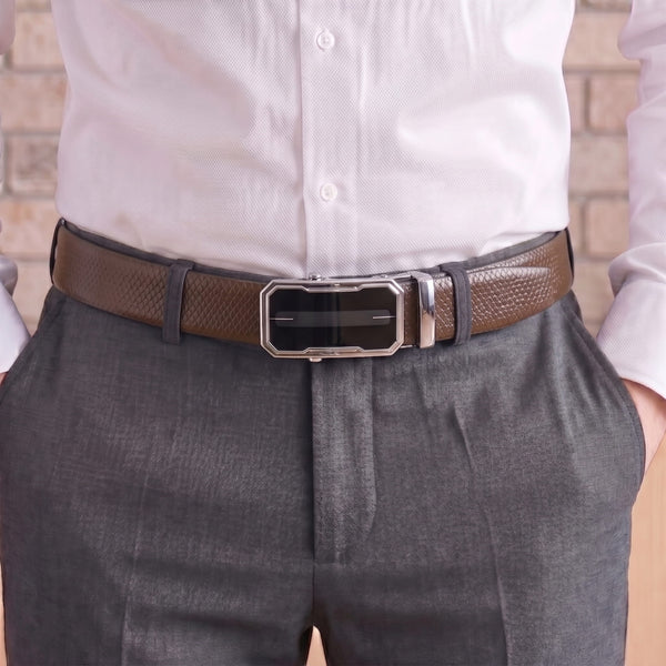 Mens Genuine Leather Belt | 2 in 1 Reversible (Brown & Black) (1 Pc.) - REXVA - AVENZO