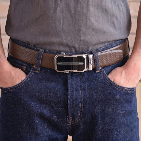 Mens Genuine Leather Belt | 2 in 1 Reversible (Brown & Black) (1 Pc.) - REXVA - AVENZO