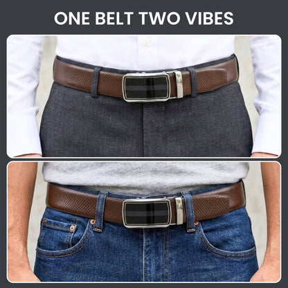 THE MEN THING Leather Belts Mens Genuine Leather Belt | 2 in 1 Reversible (Brown & Black) (1 Pc.) - REXVA - KLYNT