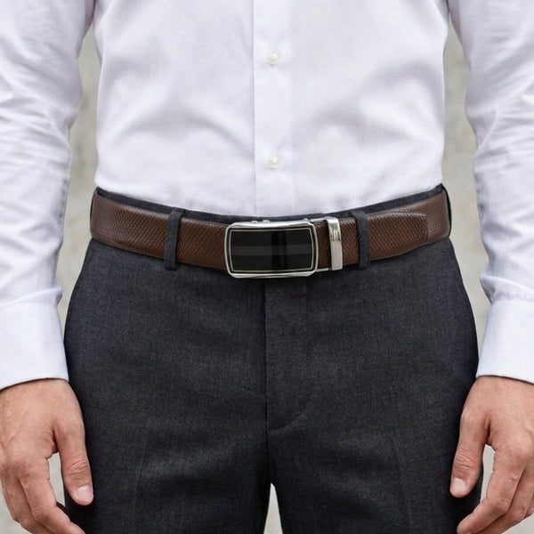 Mens Genuine Leather Belt | 2 in 1 Reversible (Brown & Black) (1 Pc.) - REXVA - KLYNT