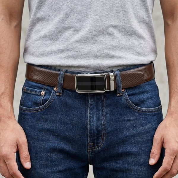Mens Genuine Leather Belt | 2 in 1 Reversible (Brown & Black) (1 Pc.) - REXVA - KLYNT