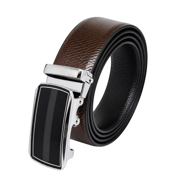 Mens Genuine Leather Belt | 2 in 1 Reversible (Brown & Black) (1 Pc.) - REXVA - KLYNT