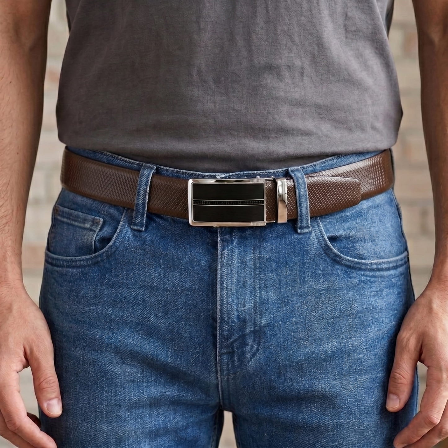 THE MEN THING Leather Belts Mens Genuine Leather Belt | 2 in 1 Reversible (Brown & Black) (1 Pc.) - REXVA - KRONIQ