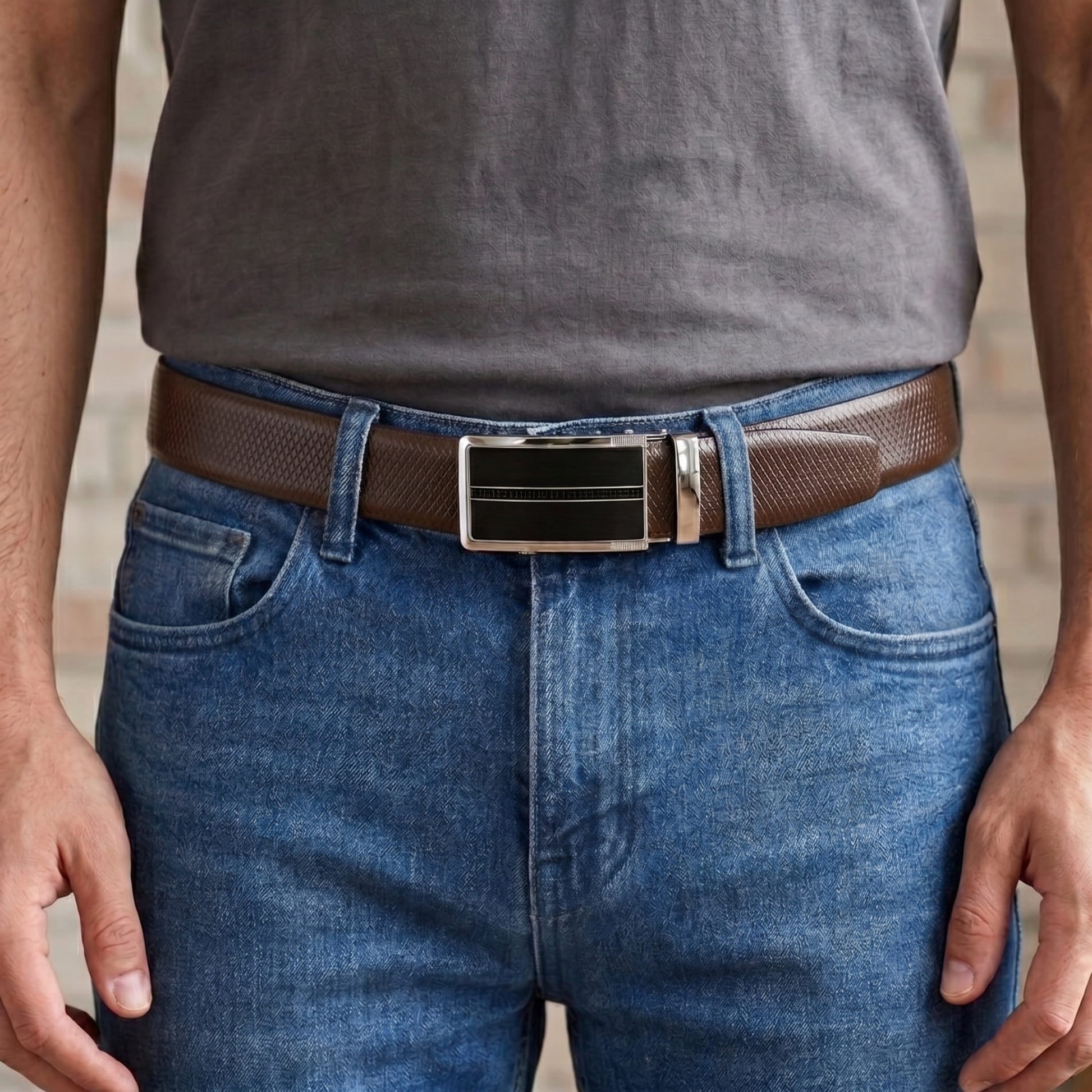 THE MEN THING Leather Belts Mens Genuine Leather Belt | 2 in 1 Reversible (Brown & Black) (1 Pc.) - REXVA - KRONIQ