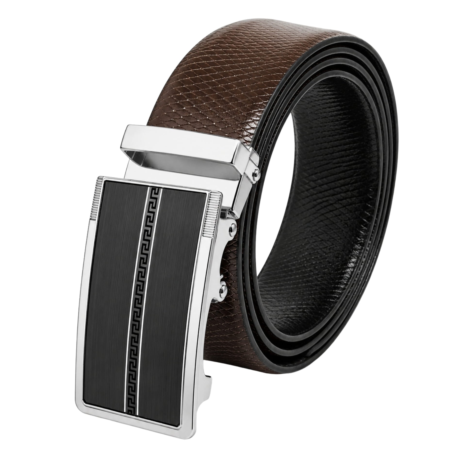 THE MEN THING Leather Belts Mens Genuine Leather Belt | 2 in 1 Reversible (Brown & Black) (1 Pc.) - REXVA - KRONIQ