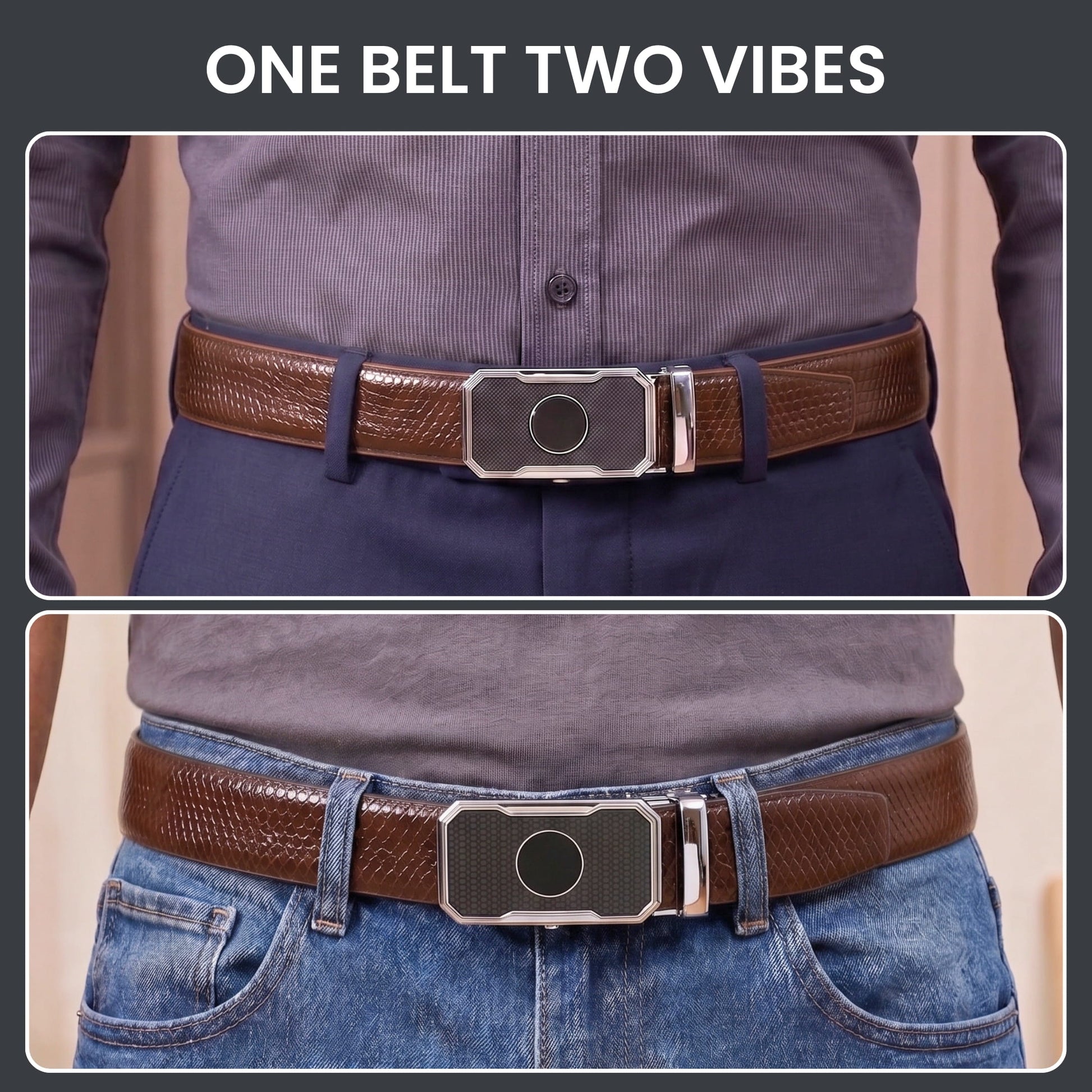 THE MEN THING Leather Belts Mens Genuine Leather Belt | 2 in 1 Reversible (Brown & Black) (1 Pc.) - REXVA - MONTREX