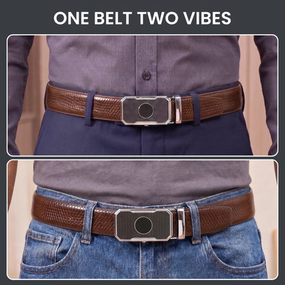 THE MEN THING Leather Belts Mens Genuine Leather Belt | 2 in 1 Reversible (Brown & Black) (1 Pc.) - REXVA - MONTREX