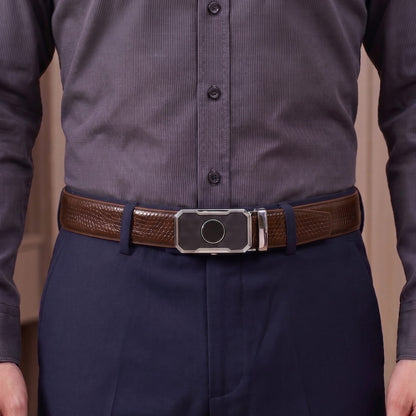 THE MEN THING Leather Belts Mens Genuine Leather Belt | 2 in 1 Reversible (Brown & Black) (1 Pc.) - REXVA - MONTREX