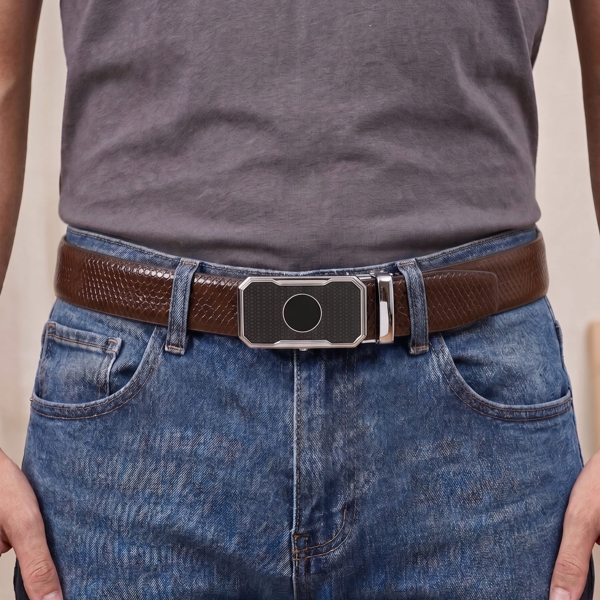 THE MEN THING Leather Belts Mens Genuine Leather Belt | 2 in 1 Reversible (Brown & Black) (1 Pc.) - REXVA - MONTREX