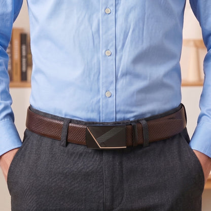 THE MEN THING Leather Belts Mens Genuine Leather Belt | 2 in 1 Reversible (Brown & Black) (1 Pc.) - REXVA - NOCTIS