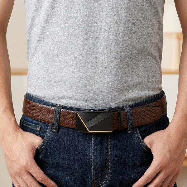Mens Genuine Leather Belt | 2 in 1 Reversible (Brown & Black) (1 Pc.) - REXVA - NOCTIS