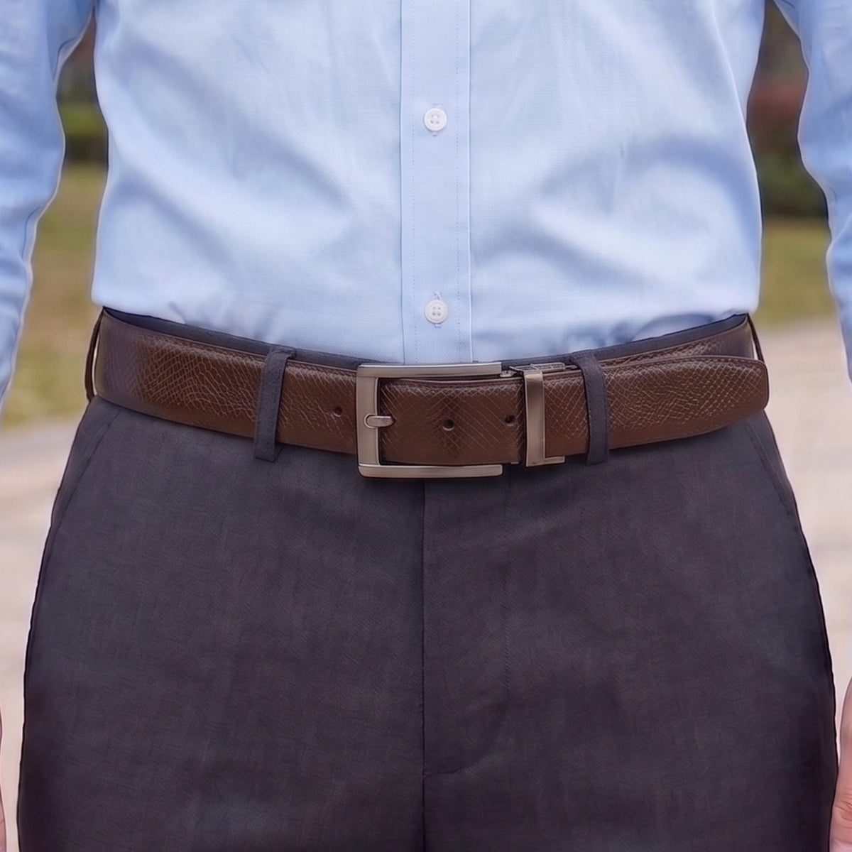 THE MEN THING Leather Belts Mens Genuine Leather Belt | 2 in 1 Reversible (Brown & Black) (1 Pc.) - REXVA -PIVOT