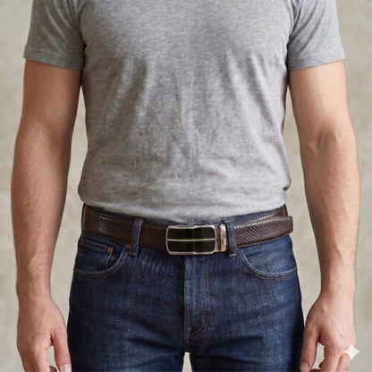 THE MEN THING Leather Belts Mens Genuine Leather Belt | 2 in 1 Reversible (Brown & Black) (1 Pc.) - REXVA-ROYVIC