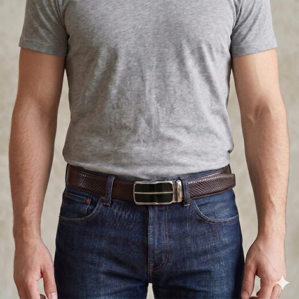 Mens Genuine Leather Belt | 2 in 1 Reversible (Brown & Black) (1 Pc.) - REXVA-ROYVIC