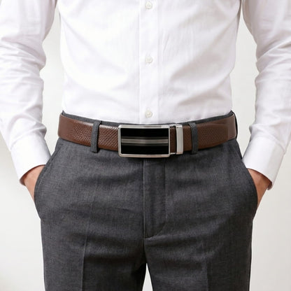THE MEN THING Leather Belts Mens Genuine Leather Belt | 2 in 1 Reversible (Brown & Black) (1 Pc.) - REXVA - TREVION