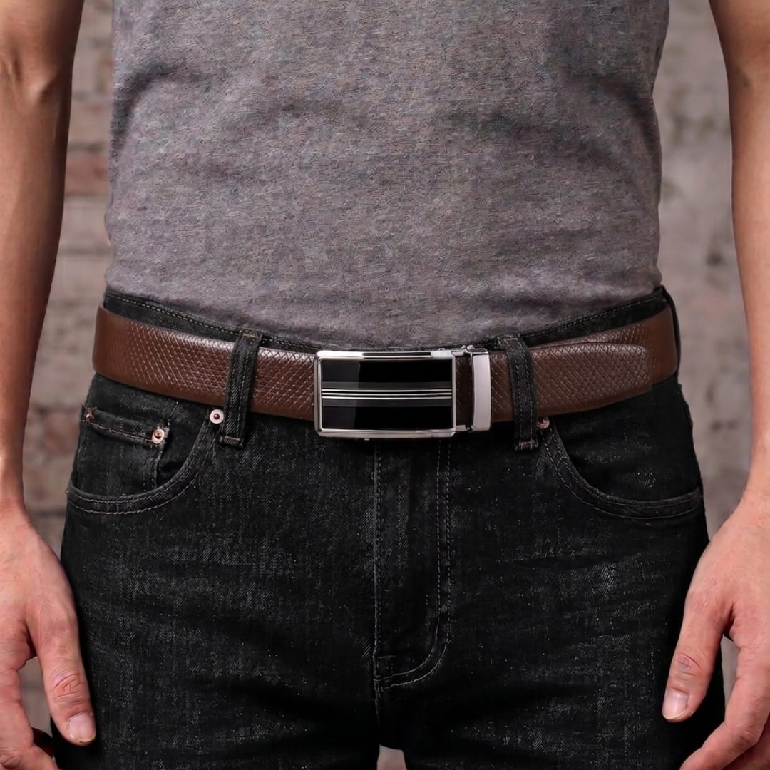 THE MEN THING Leather Belts Mens Genuine Leather Belt | 2 in 1 Reversible (Brown & Black) (1 Pc.) - REXVA - TREVION