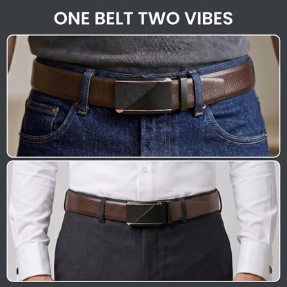 THE MEN THING Leather Belts Mens Genuine Leather Belt | 2 in 1 Reversible (Brown & Black) (1 Pc.) - REXVA -TRION