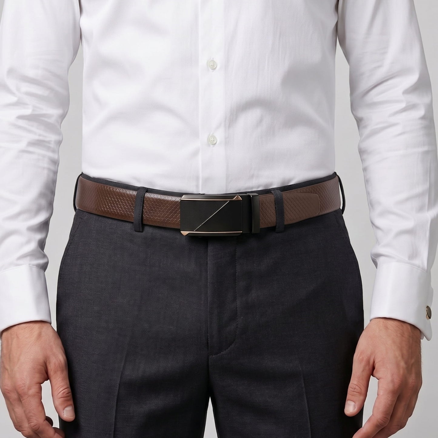 THE MEN THING Leather Belts Mens Genuine Leather Belt | 2 in 1 Reversible (Brown & Black) (1 Pc.) - REXVA -TRION