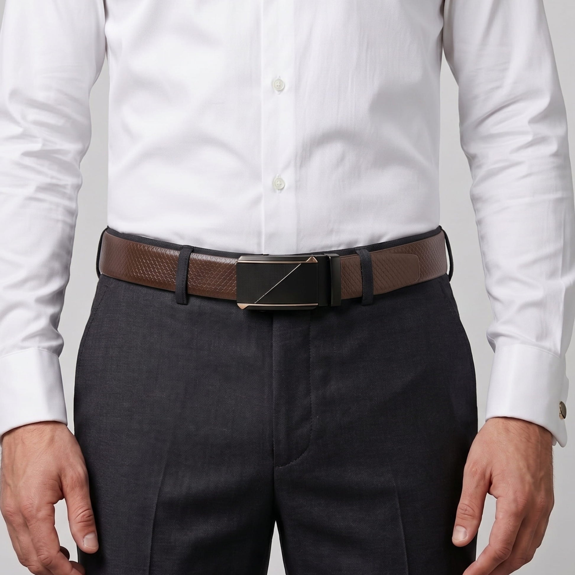 THE MEN THING Leather Belts Mens Genuine Leather Belt | 2 in 1 Reversible (Brown & Black) (1 Pc.) - REXVA -TRION