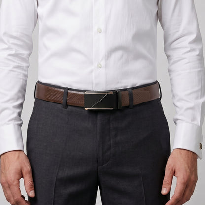 THE MEN THING Leather Belts Mens Genuine Leather Belt | 2 in 1 Reversible (Brown & Black) (1 Pc.) - REXVA -TRION