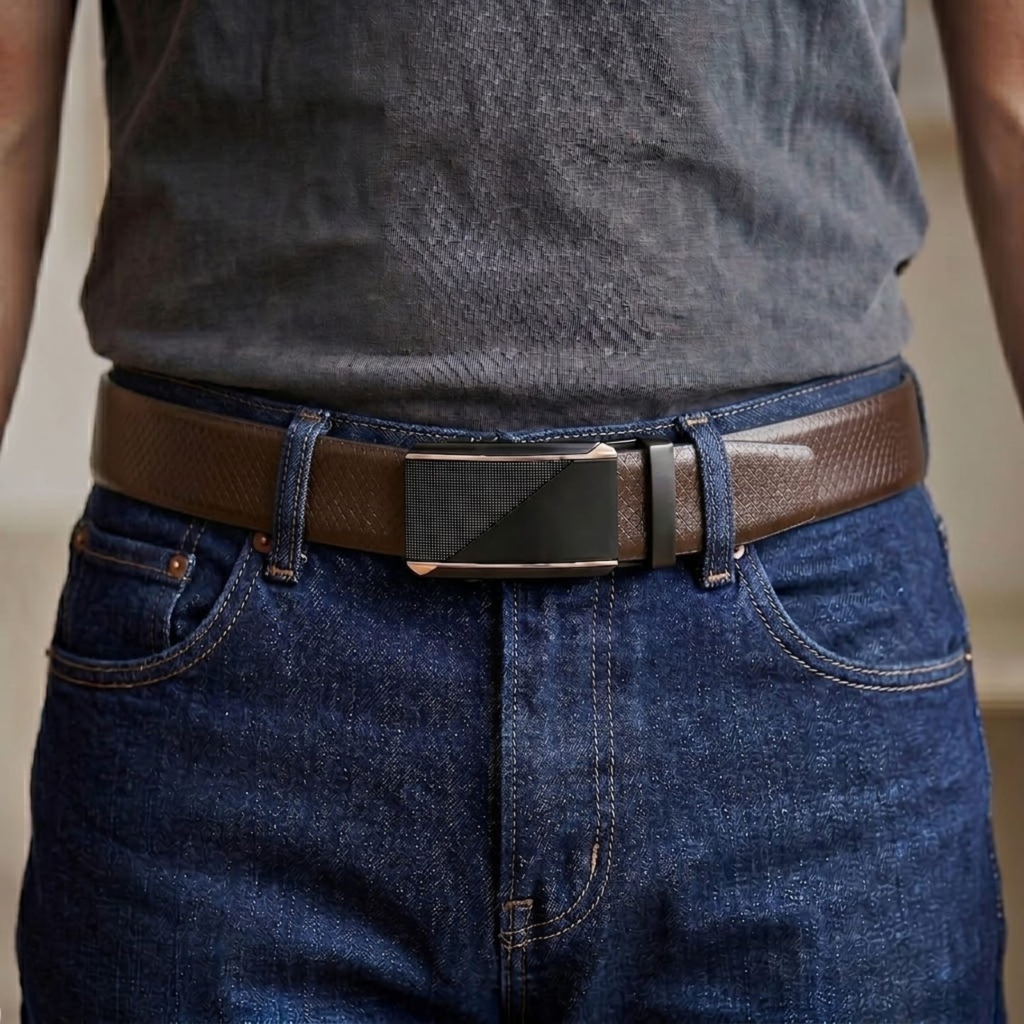 THE MEN THING Leather Belts Mens Genuine Leather Belt | 2 in 1 Reversible (Brown & Black) (1 Pc.) - REXVA -TRION