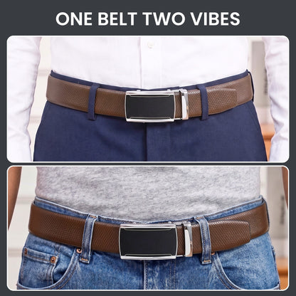THE MEN THING Leather Belts Mens Genuine Leather Belt | 2 in 1 Reversible (Brown & Black) (1 Pc.) - REXVA - VELMIR