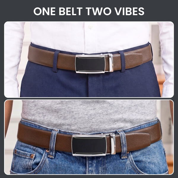 Mens Genuine Leather Belt | 2 in 1 Reversible (Brown & Black) (1 Pc.) - REXVA - VELMIR