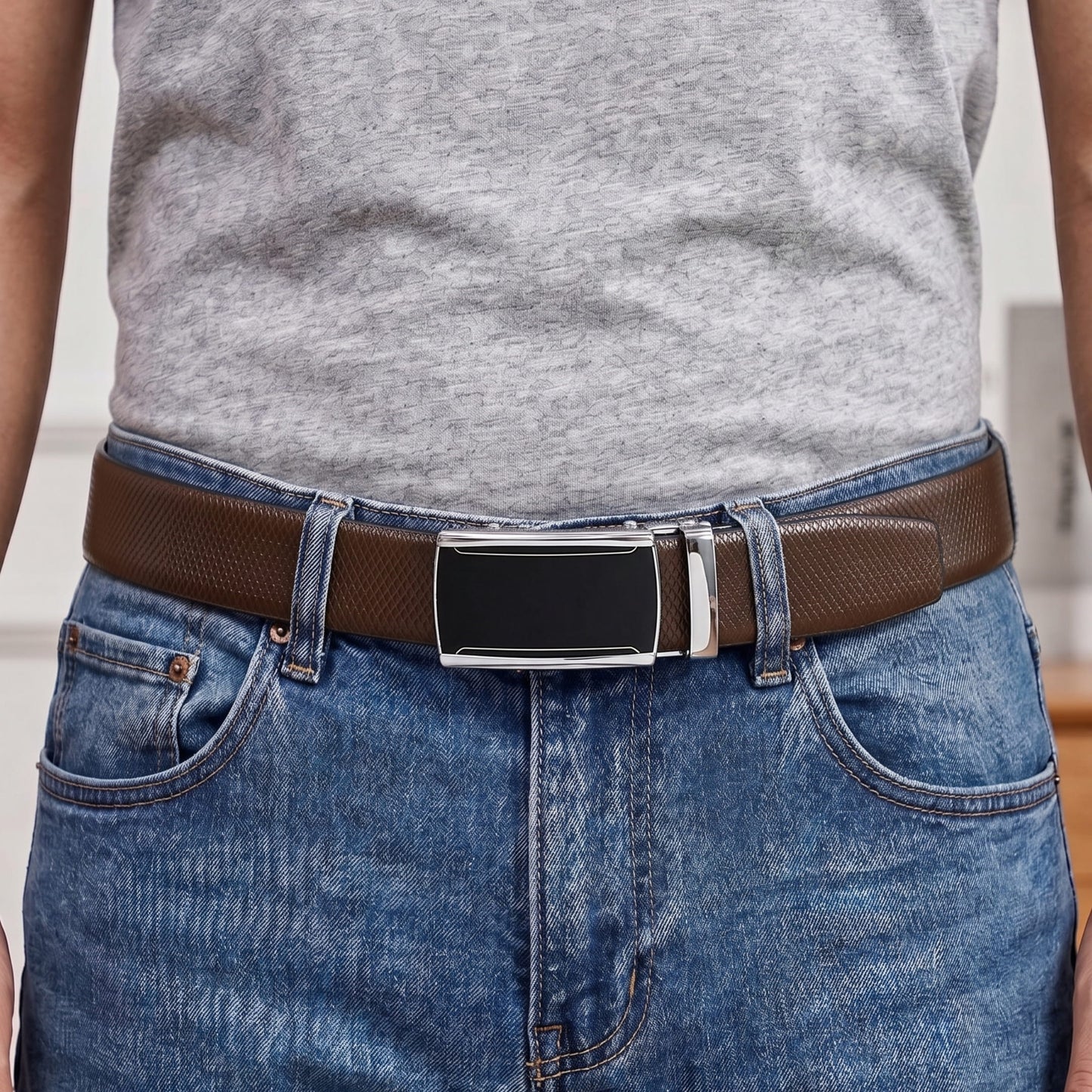THE MEN THING Leather Belts Mens Genuine Leather Belt | 2 in 1 Reversible (Brown & Black) (1 Pc.) - REXVA - VELMIR