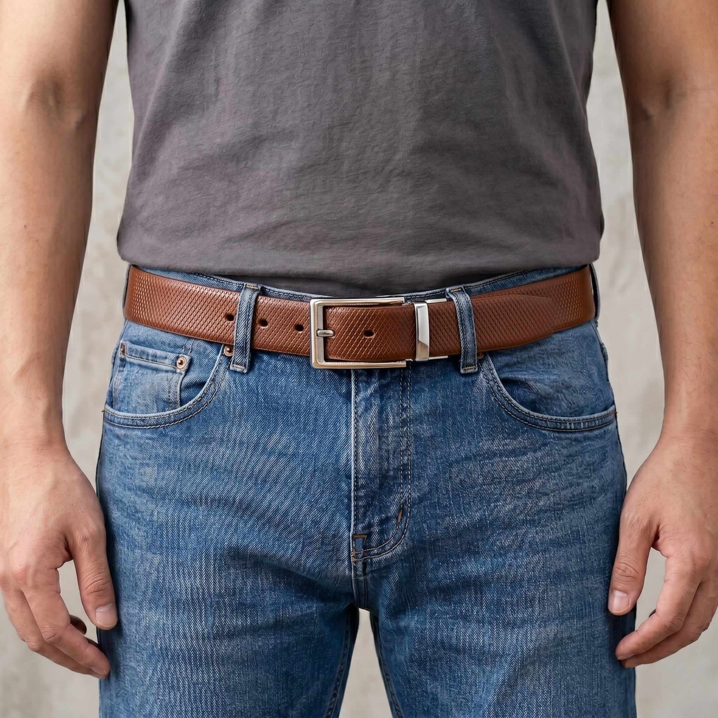 Mens 100% Genuine Leather Belt - SIGNORA Micro-Grain, AXIOM Polished Pin Buckle (Brown & Black Reversible) — Leather Belts for Men | THE MEN THING
