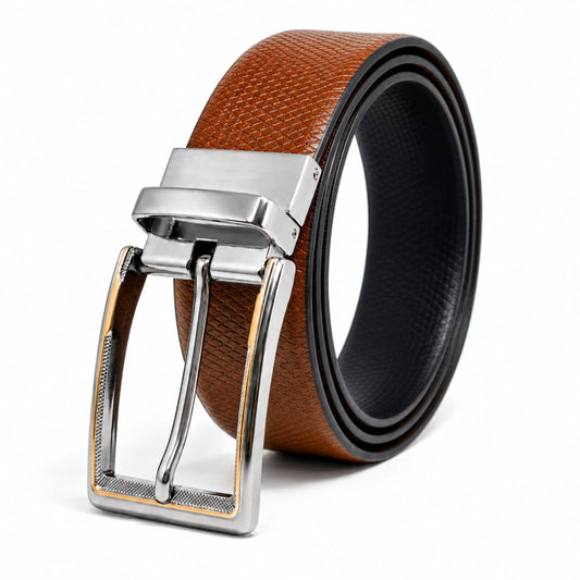 THE MEN THING Leather Belts Mens Genuine Leather Belt | 2 in 1 Reversible (Brown & Black) (1 Pc.) - SIGNORA
