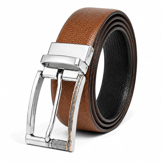 THE MEN THING Leather Belts Mens Genuine Leather Belt | 2 in 1 Reversible (Brown & Black) (1 Pc.) - SIGNORA