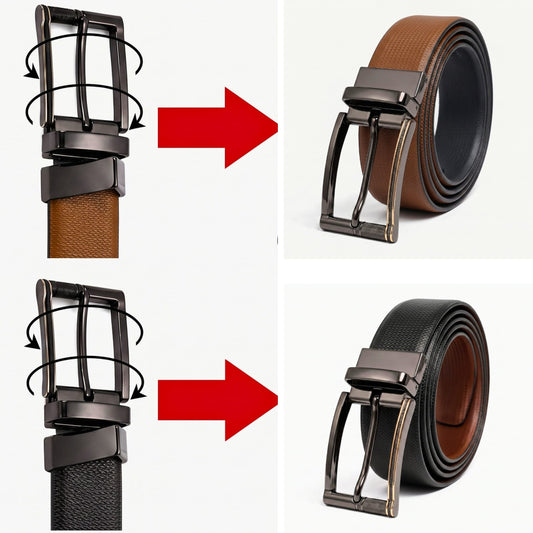 THE MEN THING Leather Belts Mens Genuine Leather Belt | 2 in 1 Reversible (Brown & Black) (1 Pc.) - SIGNORA