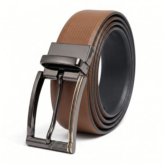 THE MEN THING Leather Belts Mens Genuine Leather Belt | 2 in 1 Reversible (Brown & Black) (1 Pc.) - SIGNORA