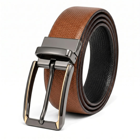 THE MEN THING Leather Belts Mens Genuine Leather Belt | 2 in 1 Reversible (Brown & Black) (1 Pc.) - SIGNORA