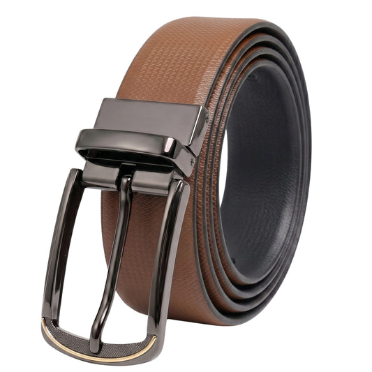THE MEN THING Leather Belts Mens Genuine Leather Belt | 2 in 1 Reversible (Brown & Black) (1 Pc.) - SIGNORA