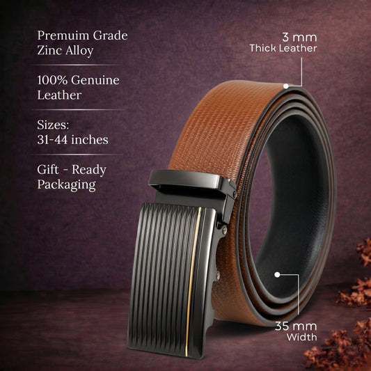 THE MEN THING Leather Belts Mens Genuine Leather Belt | 2 in 1 Reversible (Brown & Black) (1 Pc.) - SIGNORA