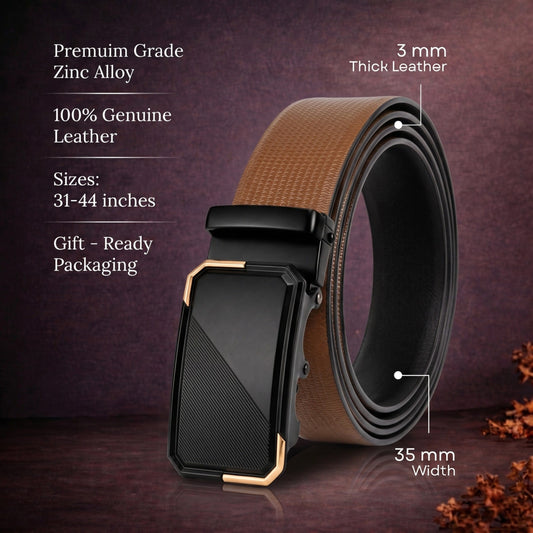 THE MEN THING Leather Belts Mens Genuine Leather Belt | 2 in 1 Reversible (Brown & Black) (1 Pc.) - SIGNORA
