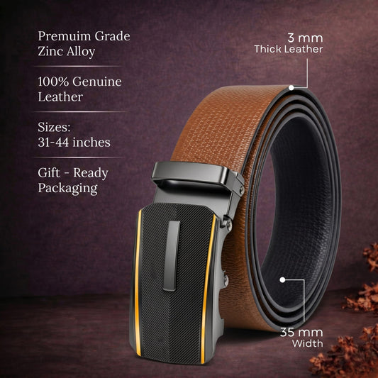 THE MEN THING Leather Belts Mens Genuine Leather Belt | 2 in 1 Reversible (Brown & Black) (1 Pc.) - SIGNORA