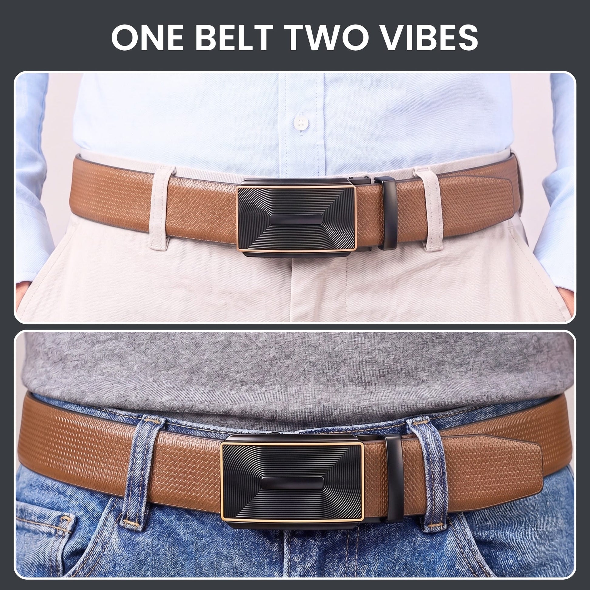 THE MEN THING Leather Belts Mens Genuine Leather Belt | 2 in 1 Reversible (Brown & Black) (1 Pc.) - SIGNORA