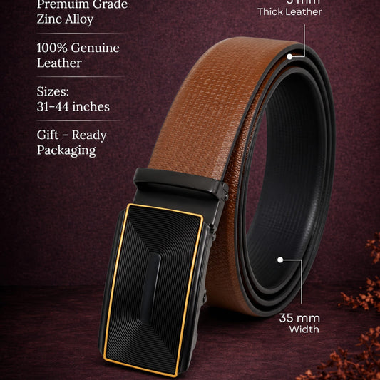 THE MEN THING Leather Belts Mens Genuine Leather Belt | 2 in 1 Reversible (Brown & Black) (1 Pc.) - SIGNORA