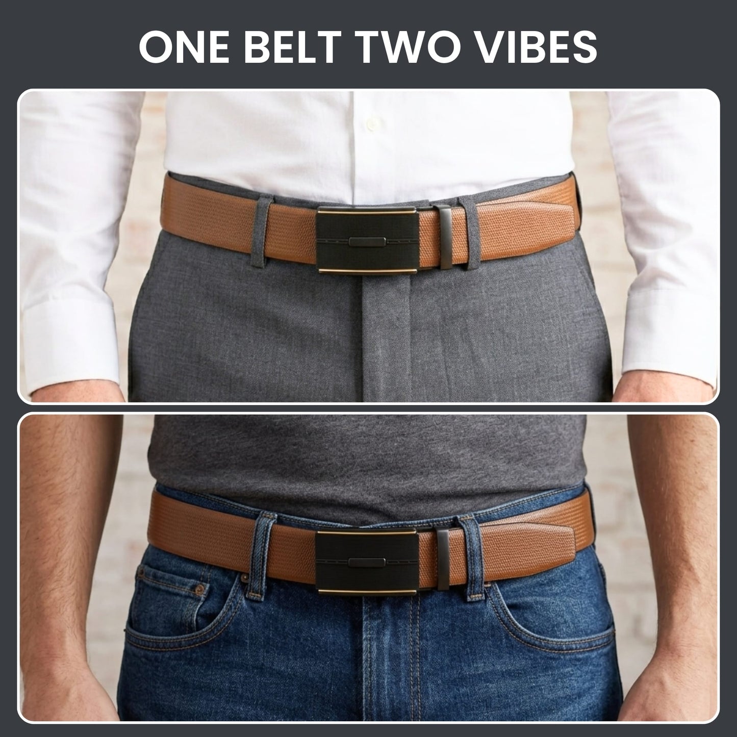 THE MEN THING Leather Belts Mens Genuine Leather Belt | 2 in 1 Reversible (Brown & Black) (1 Pc.) - SIGNORA