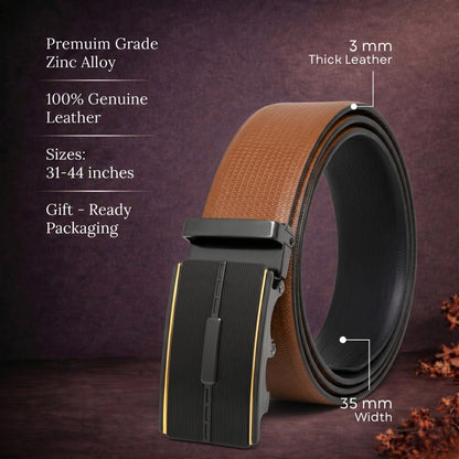 THE MEN THING Leather Belts Mens Genuine Leather Belt | 2 in 1 Reversible (Brown & Black) (1 Pc.) - SIGNORA