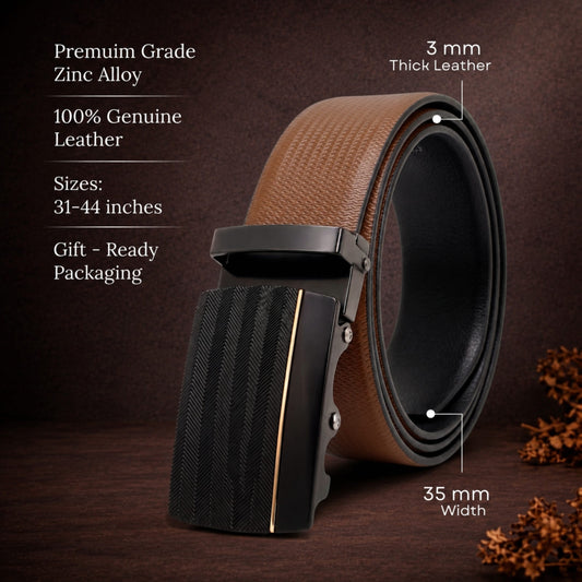 THE MEN THING Leather Belts Mens Genuine Leather Belt | 2 in 1 Reversible (Brown & Black) (1 Pc.) - SIGNORA
